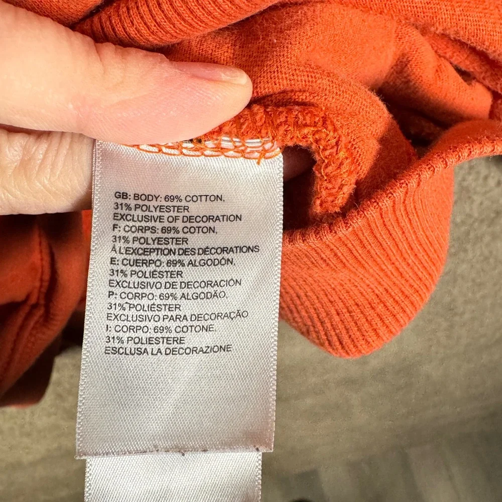 The North Face Hoodie Mens Large Orange Vertical Logo Pullover Sweatshirt